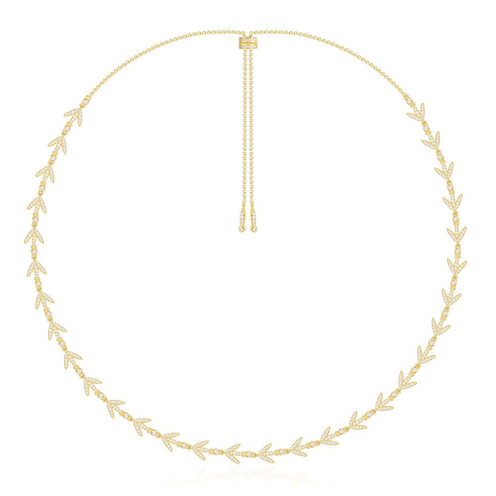APM Yellow Silver Laurel Leaves Necklace