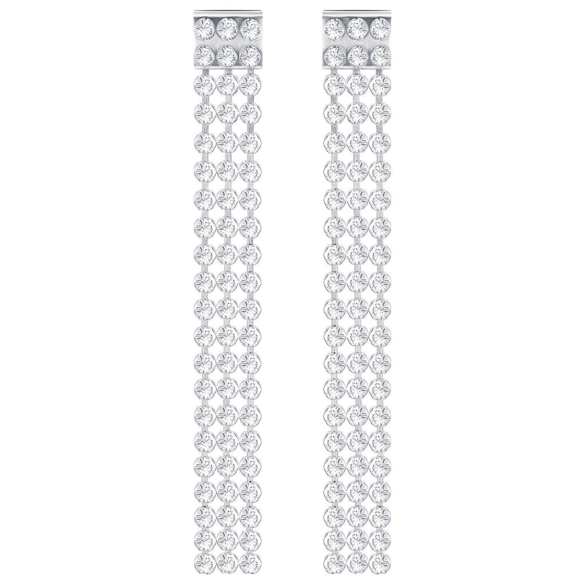 Swarovski Fit Long Pierced Earrings, White, Palladium Plating