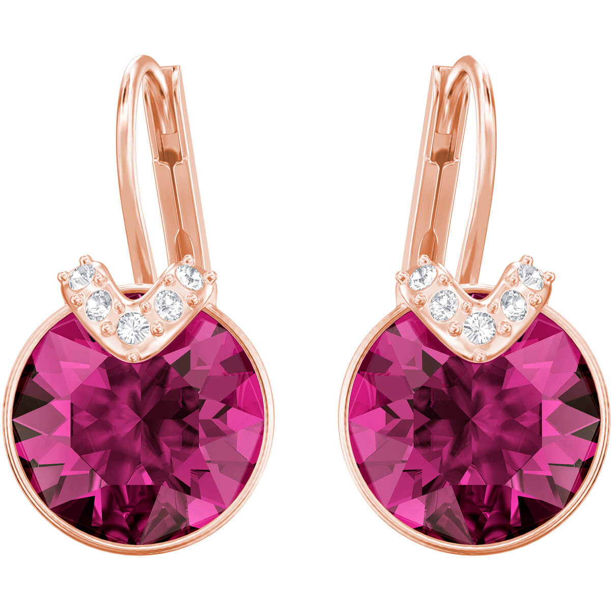 Swarovski bella v pierced earrings, fuchsia rose gold plating