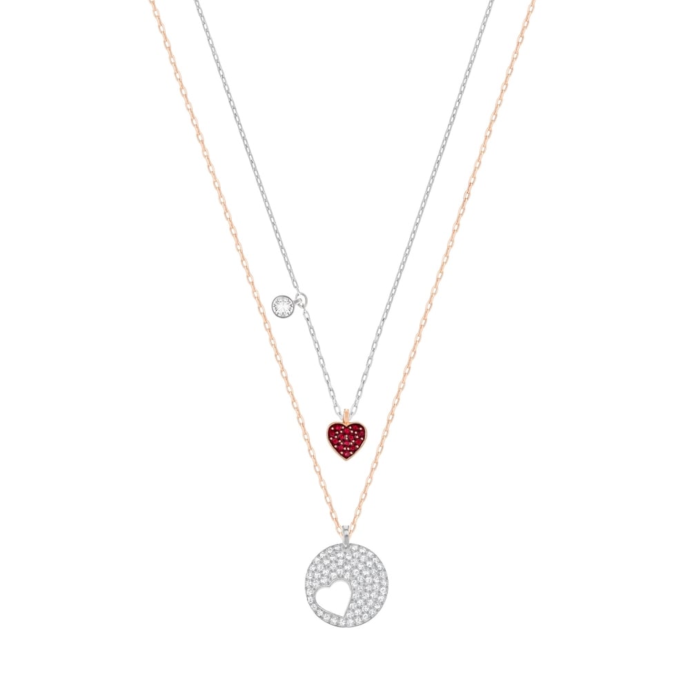 Swarovski Crystal Wishes Heart Pendant Set, Red, Mixed Plating