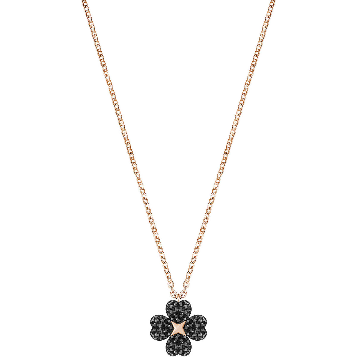 Swarovski Latisha Flower Pendant, Black, Rose Gold Plating