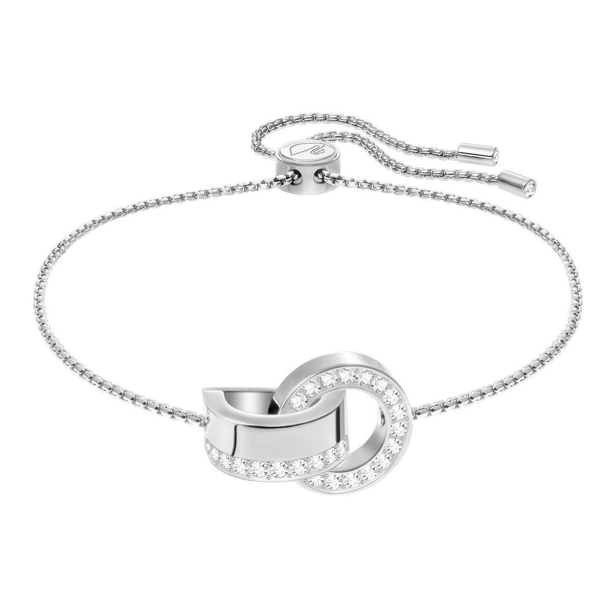 Swarovski Hollow Bracelet, White, Rhodium Plating