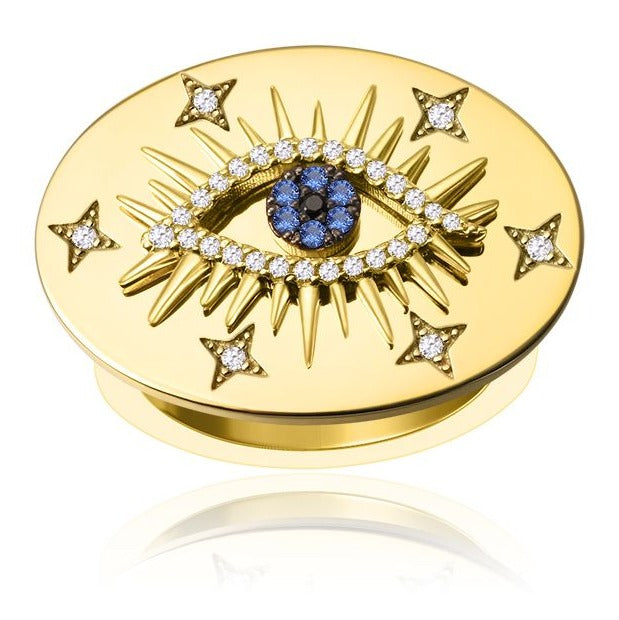 APM Yellow Silver Pop Lucky Eye Ring