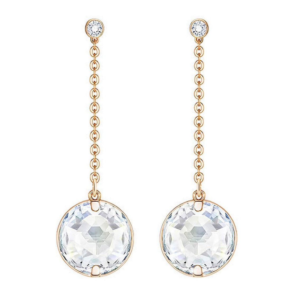 Swarovski Globe Pierced Earrings, White, Rose Gold Plating