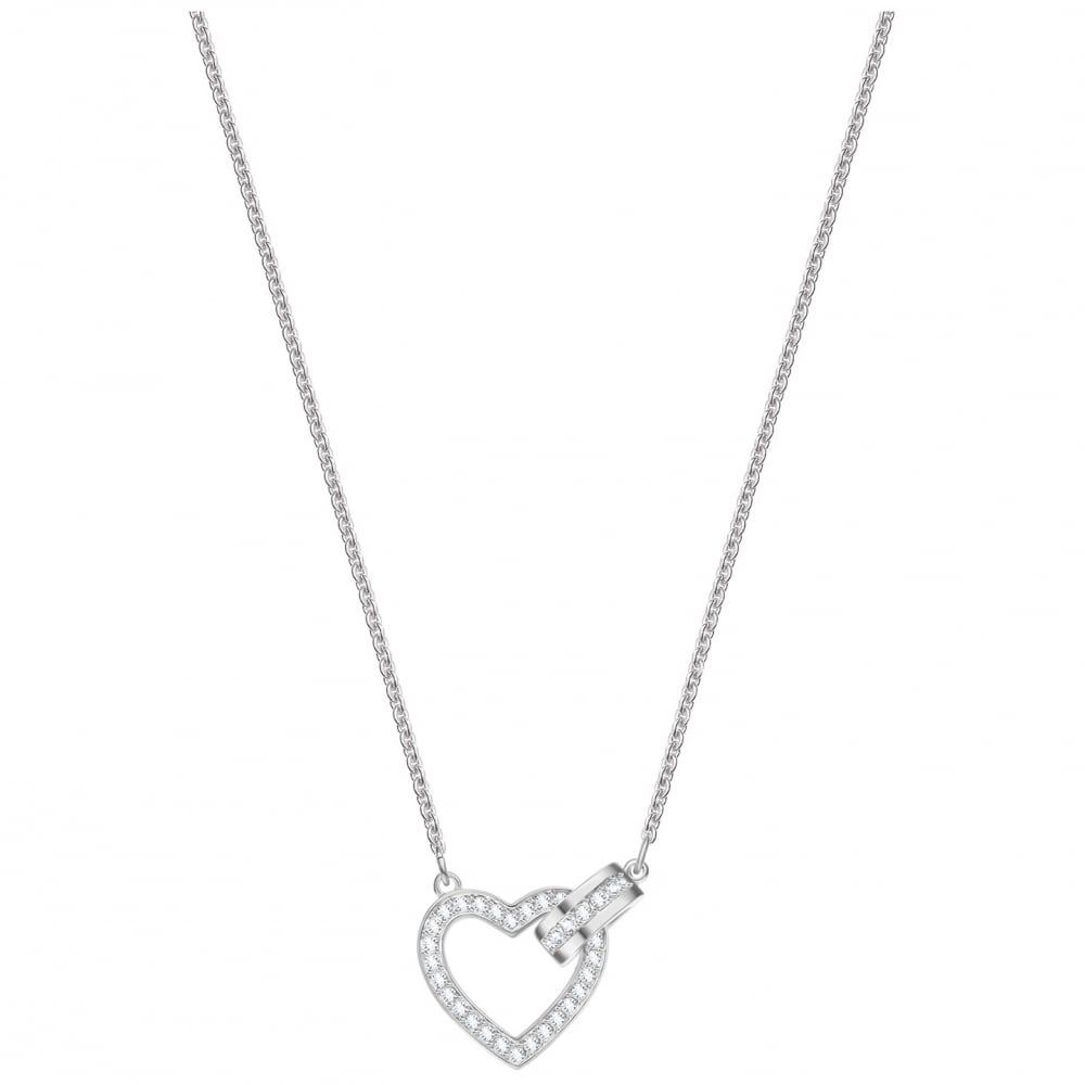 Swarovski Lovely Necklace, White, Rhodium Plating