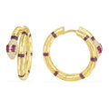 APM Yellow Silver Uraeus Hoop Earrings With Synthetic Red Stone