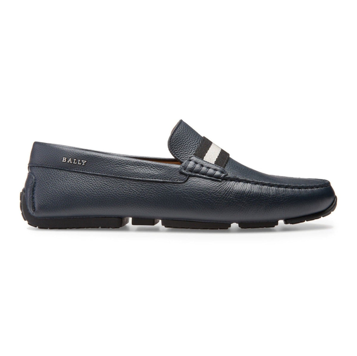 Bally pearce men's leather driving shoe in blue navy