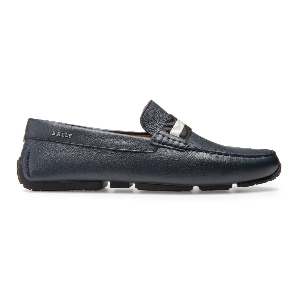 Bally pearce men's leather driving shoe in blue navy