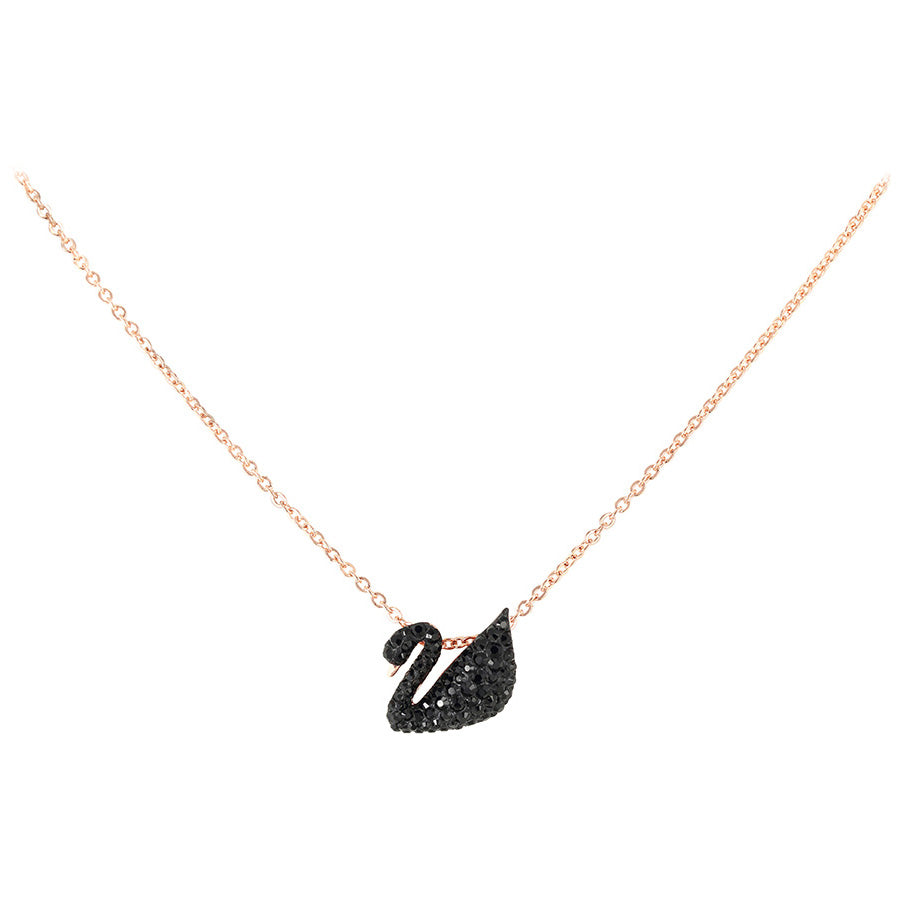 Swarovski Iconic Swan Pendant, Small, Black, Rose Gold