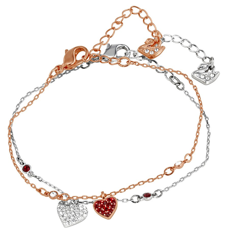 Swarovski Crystal Wishes Heart Bracelet Set, Red, Mixed Plating