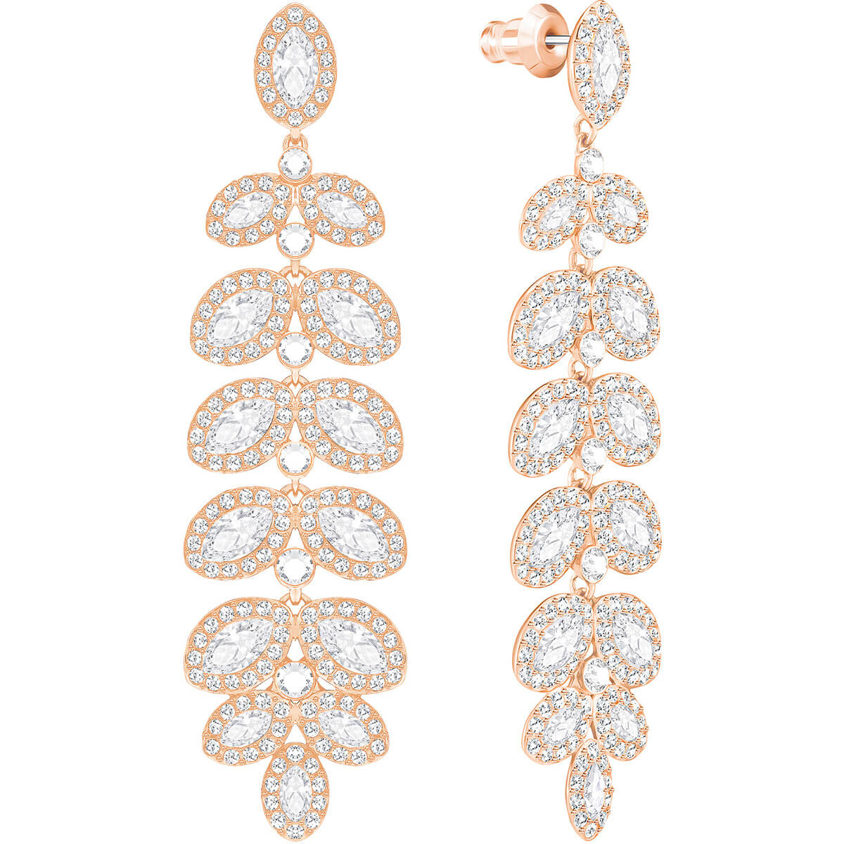 Swarovski Baron Pierced Earrings white rose gold plating