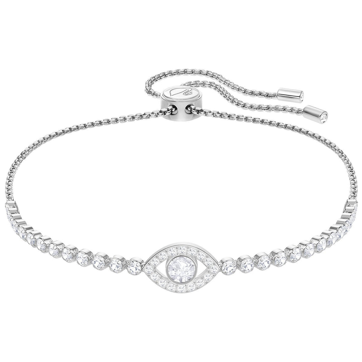 Swarovski Subtle Evil Eye Bracelet, White, Rhodium Plating