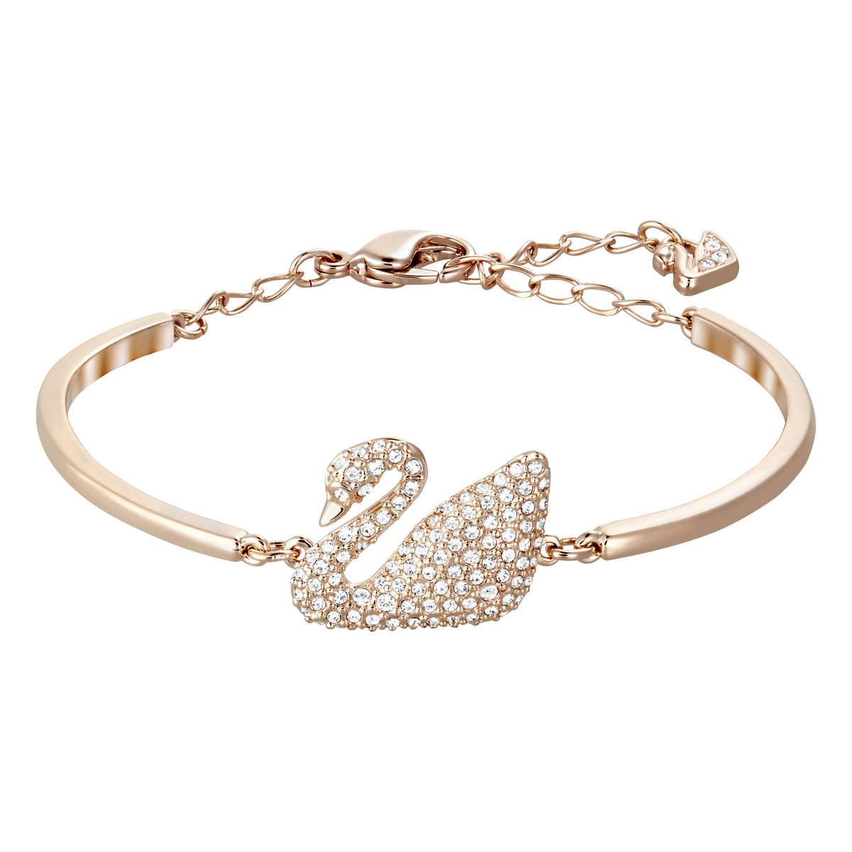 Swarovski Swan Bangle, White, Rose Gold Plating