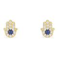 APM Yellow Silver Lucky Hand Stud Earrings