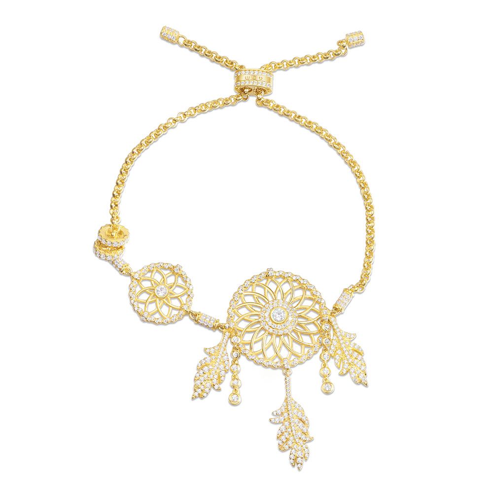 APM Yellow Silver Dream Catcher Bracelet