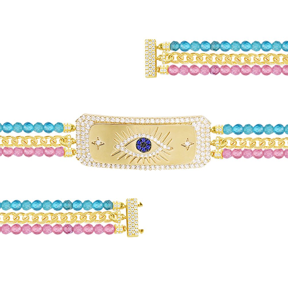 APM Yellow Silver Pop Lucky Eye Multicolor Bracelet