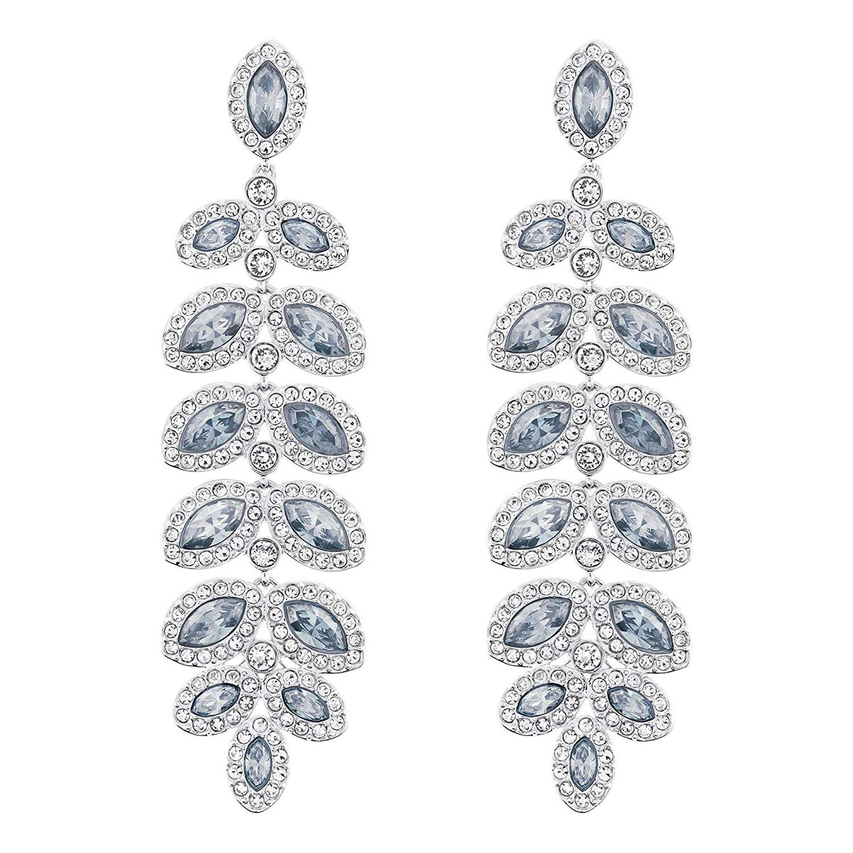 Swarovski Baron Pierced Earrings blue rhodium plating