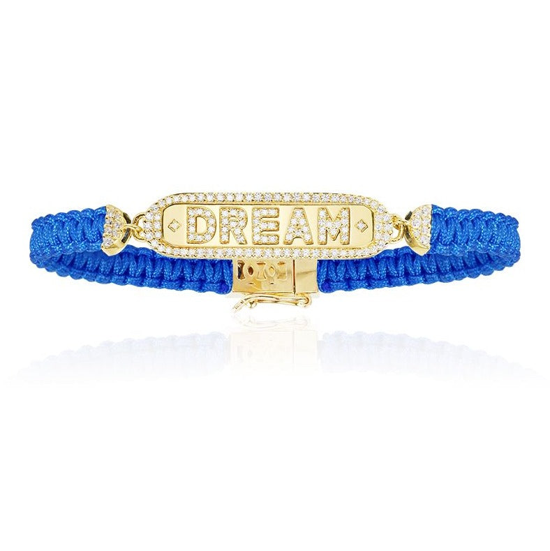 APM Yellow Silver Dream Blue Macramé Bracelet