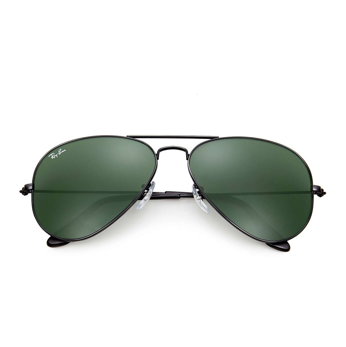 RAY-BAN Aviator Classic RB3025 Black Metal Frame with Green Lenses.
