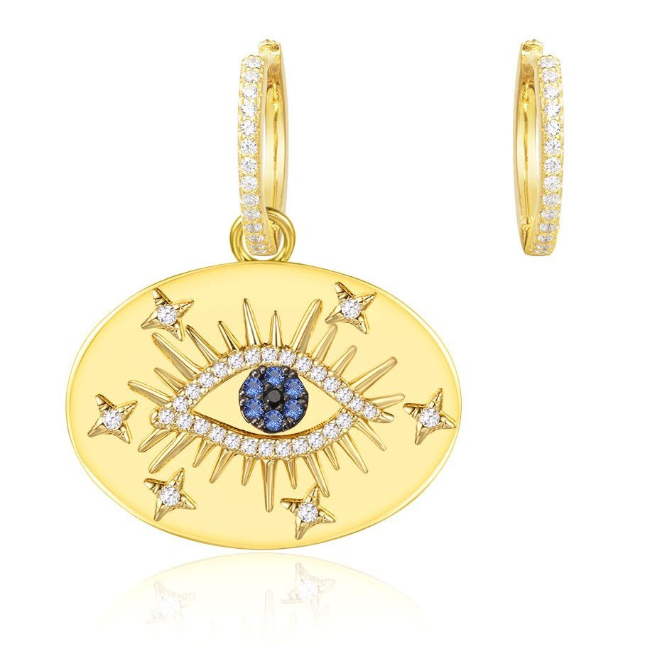 APM Yellow Silver Pop Lucky Eye Earrings