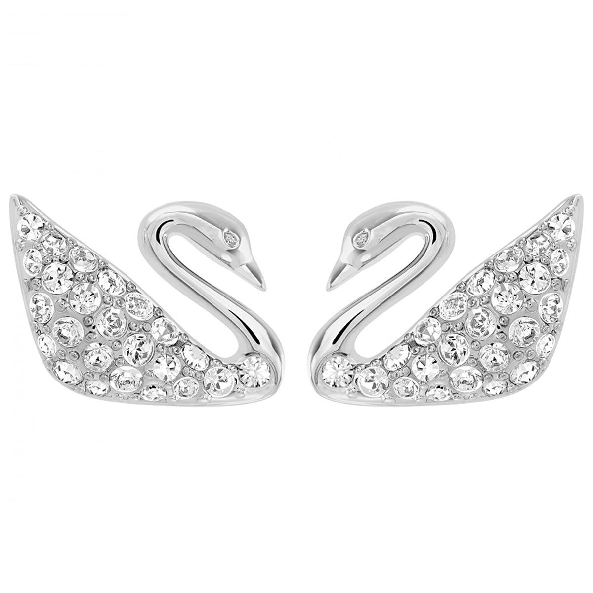Swarovski Swan Pierced Earrings, White, Rhodium Plating