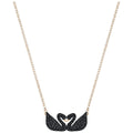 Swarovski Iconic Swan Double Necklace, Black, Rose Gold Plating