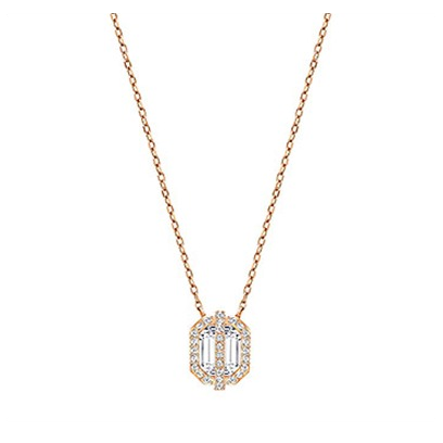 Swarovski Favor Necklace Sq Cry Ros