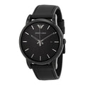 Emporio Armani Classic Black Dial Black Leather Strap Men's Watch