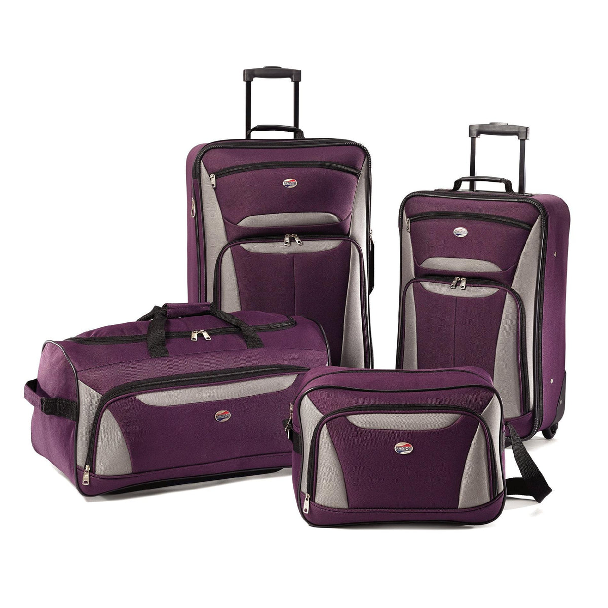 American Tourister Fieldbrook II Four-Piece Luggage Set (Purple/Grey)