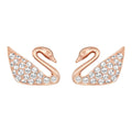 Swarovski Swan Mini Pierced Earrings, White, Rose Gold Plating