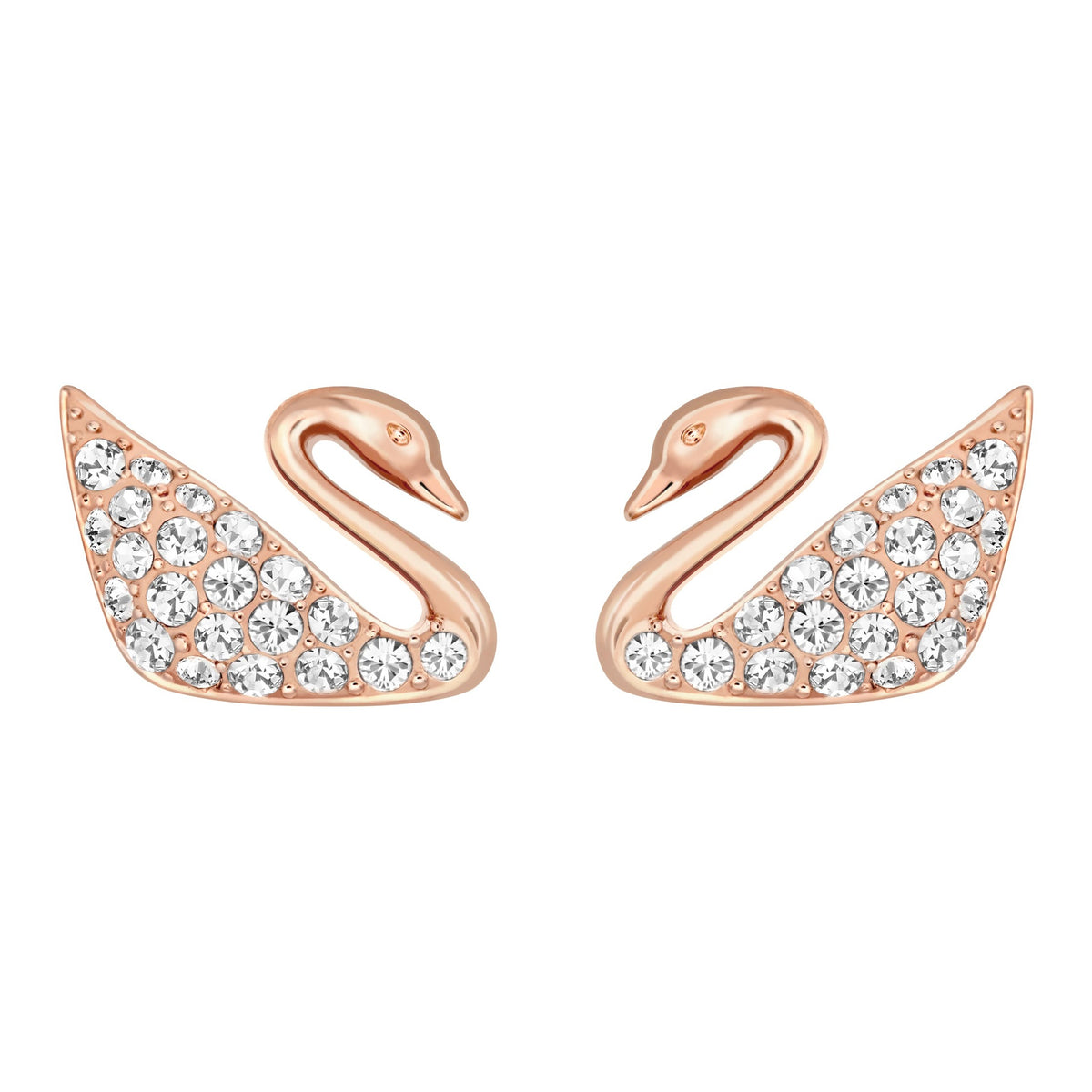 Swarovski Swan Mini Pierced Earrings, White, Rose Gold Plating