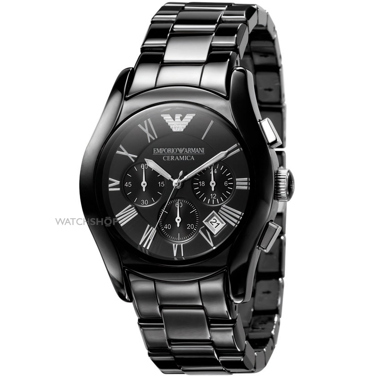 Emporio Armani Chronograph Black Dial Black Ceramic Men's Watch