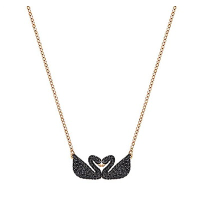 Swarovski Iconic Swan Necklace Double Jet Ros
