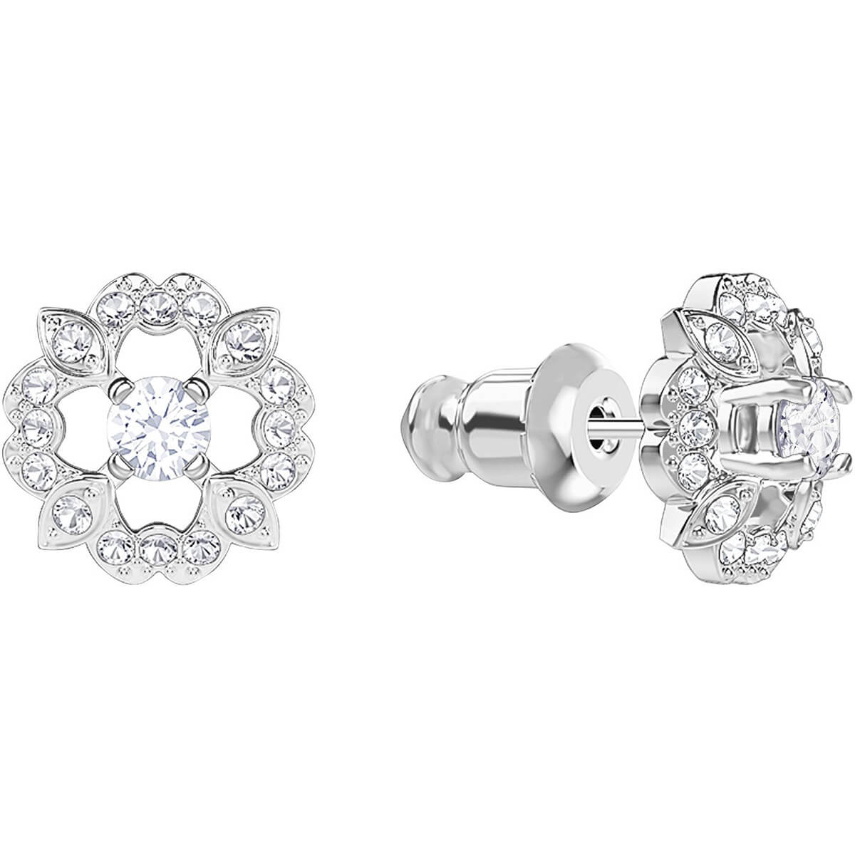 Swarovski sparkling dance flower pierced earrings white rhodium plating
