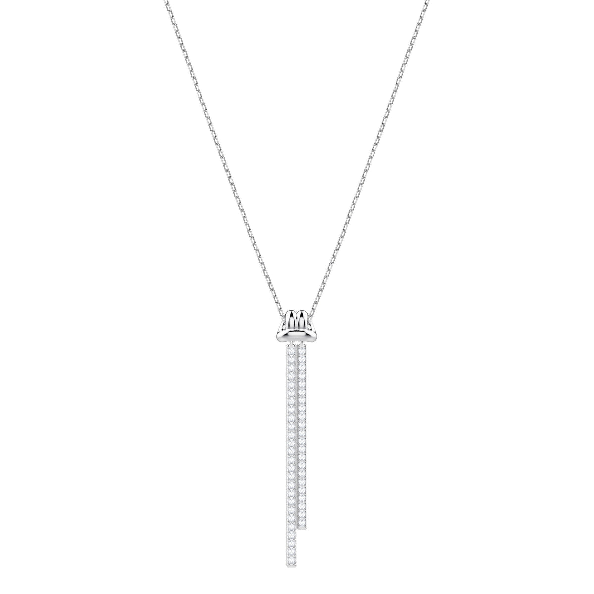 Swarovski Lifelong Y Pendant, White, Rhodium Plating