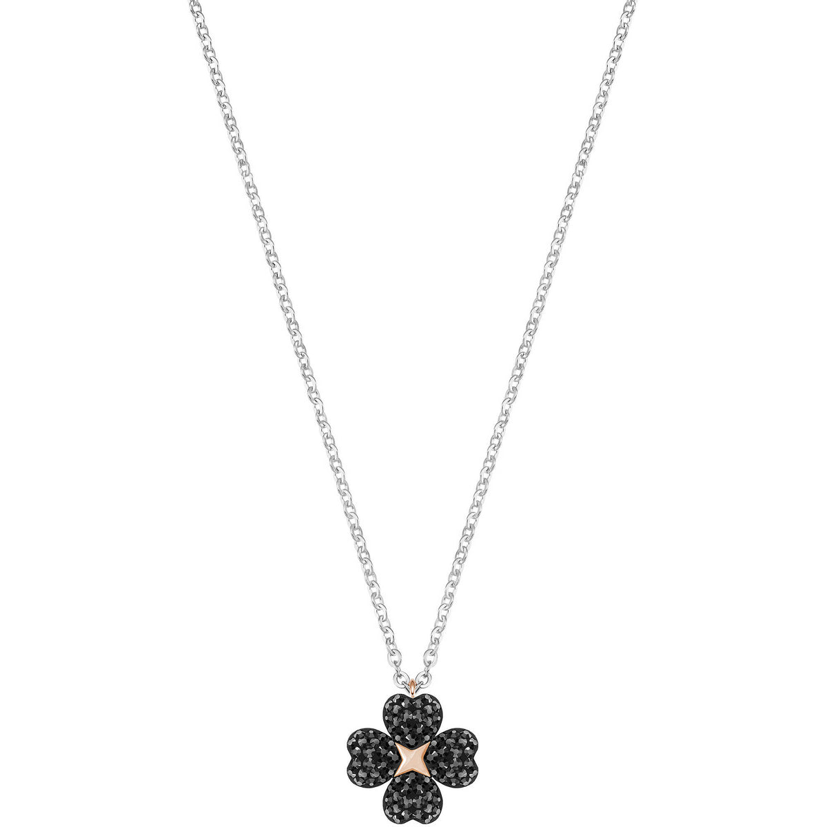 Swarovski Latisha Flower Pendant, Black, Rhodium Plating