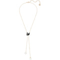 Swarovski Iconic Swan Double Y Necklace, Black, Rose Gold Plating
