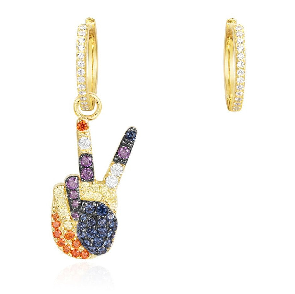 APM Asymmetric Yellow Silver Pop-V Multicolorearrings
