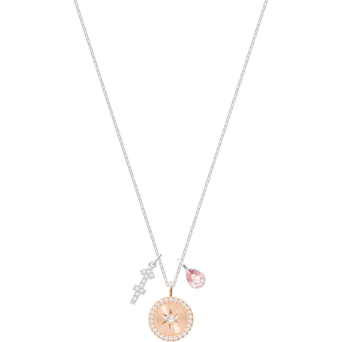 ZODIAC PENDANT, SAGITTARIUS, PINK, RHODIUM PLATING