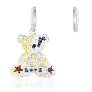 APM Asymmetric Silver Pop Teddy Earrings