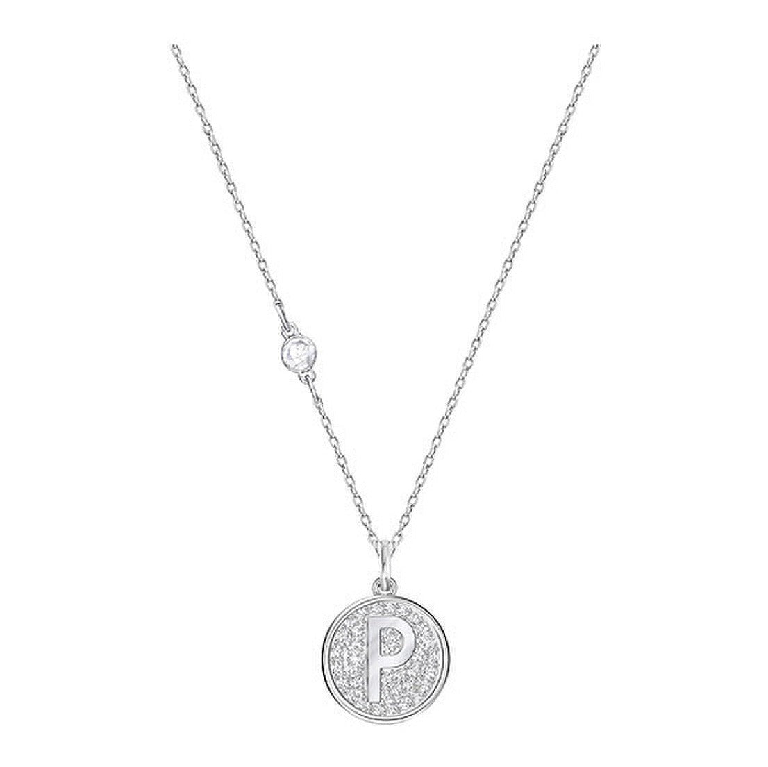 Swarovski Letter P Pendant, White, Rhodium Plating