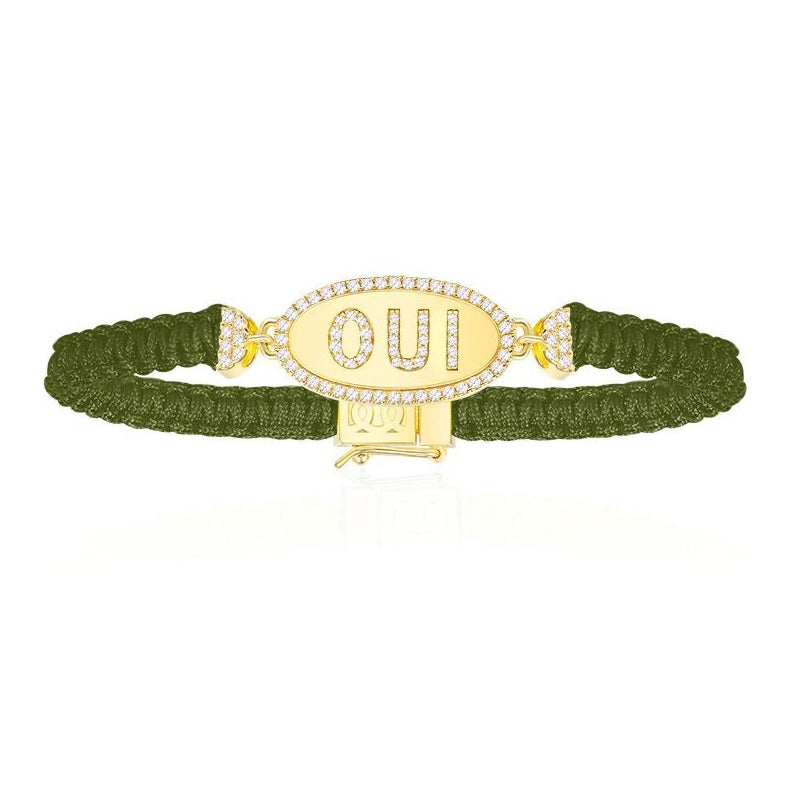 APM Golden Yellow Silver Oui Macramé Bracelet-S-Green
