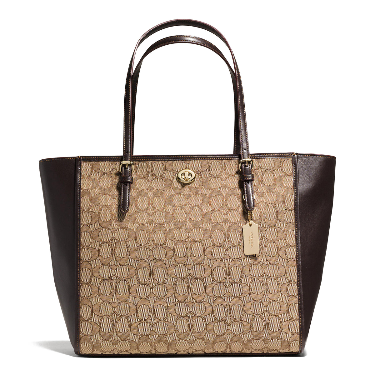 Coach TURNLOCK tote in signature jacquard