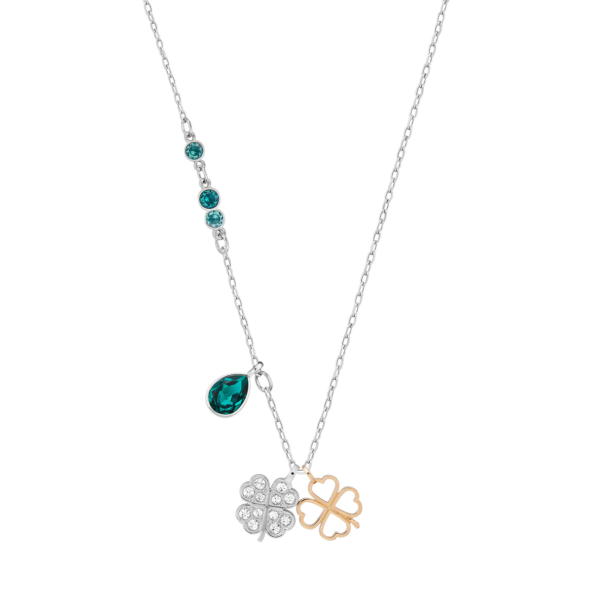 Swarovski Duo Clover Pendant, Green, Mixed Plating