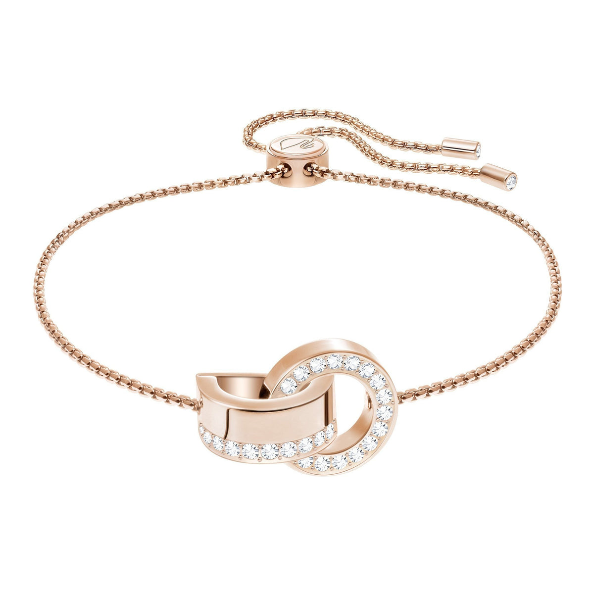 Swarovski Hollow Bracelet, White, Rose Gold Plating