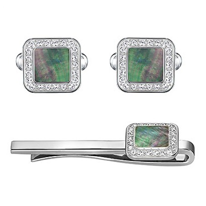 Swarovski Effect Set Sq Cry Sts M Of Pearl