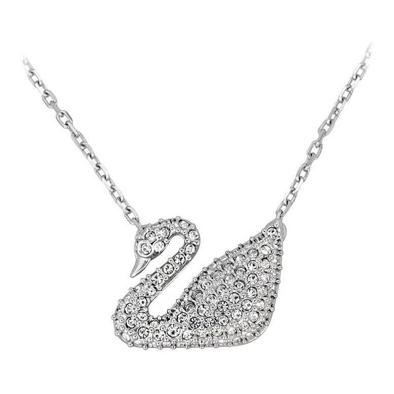 Swarovski Swan Necklace, White, Rhodium Plating