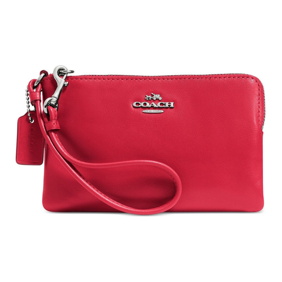 Coach Black Smooth Corner Zip Wristlet