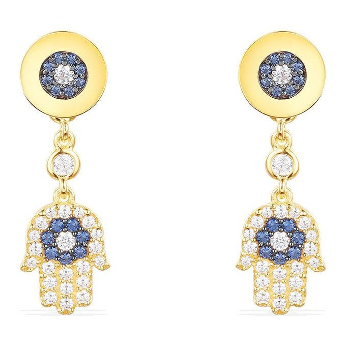 APM Yellow Silver Lucky Hand Earrings