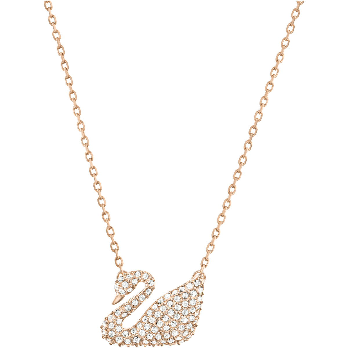 Swarovski Swan Necklace, White, Rose Gold Plating